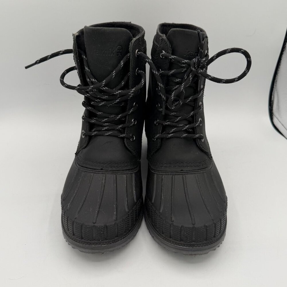 Women's sz 9 Kamik Evelyn black Leather Waterproof Insulated Duck Boots Winter - Picture 2 of 9